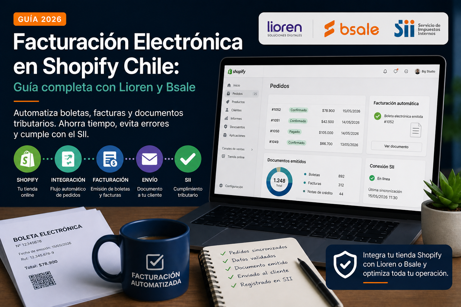 Facturación electrónica en Shopify Chile con integración Lioren y Bsale