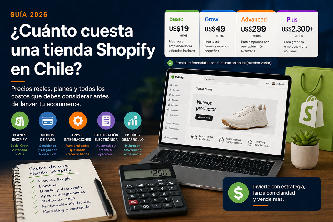 Cuánto cuesta una tienda Shopify en Chile 2026 con planes, comisiones y costos reales