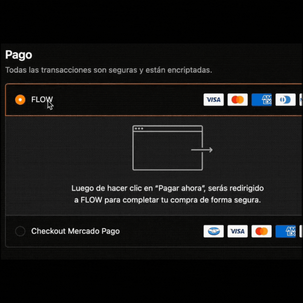 Configuración de pasarelas de pago en Shopify. Puedes configurar Mercado pago o Flow.
