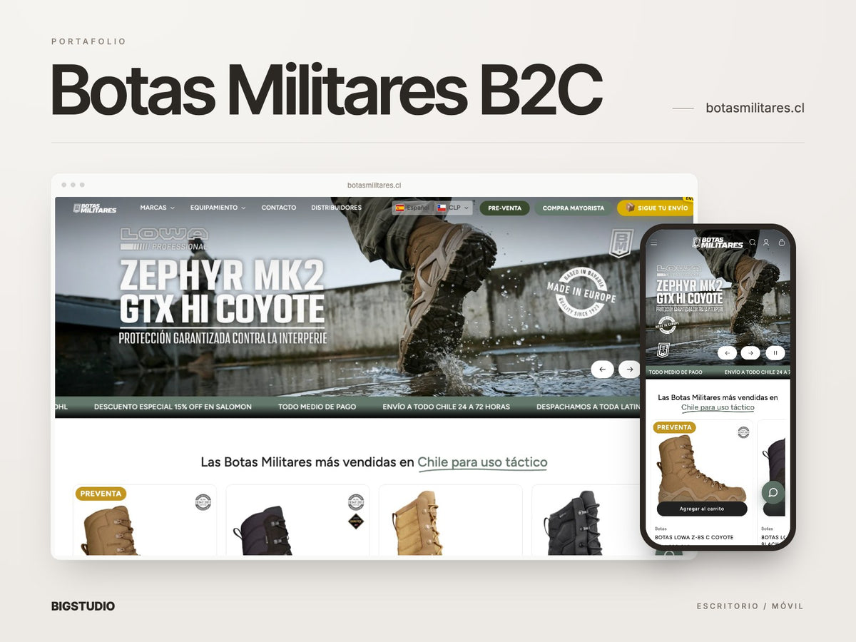 Botas Militares B2C, imagen del portafolio