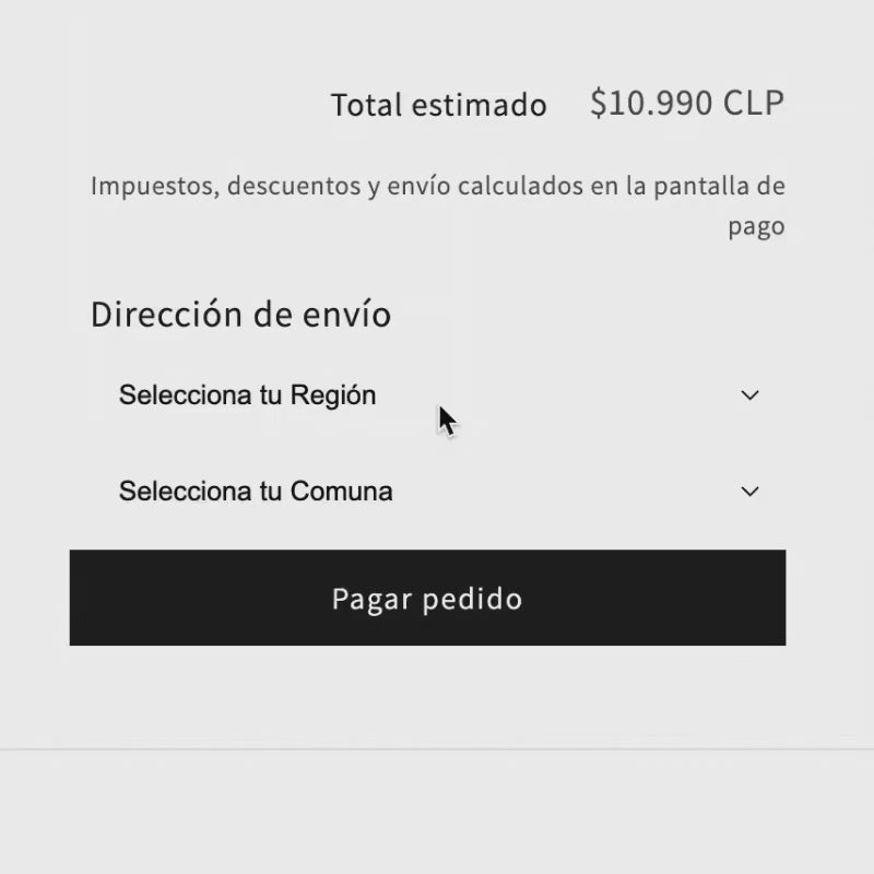 Demo: selector de comunas en el carrito